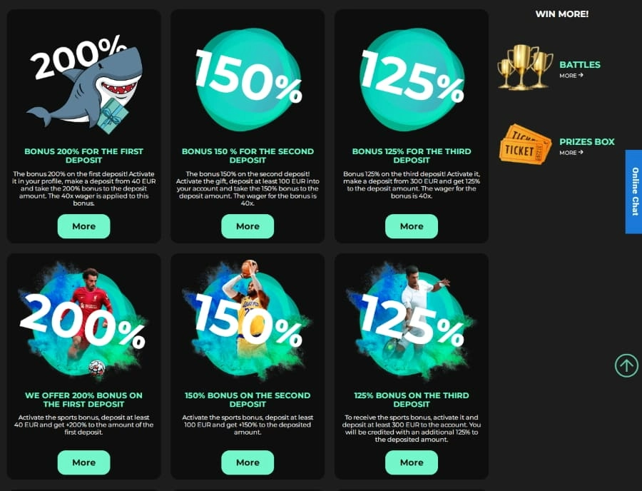 Admiral Shark Casino bonus terms