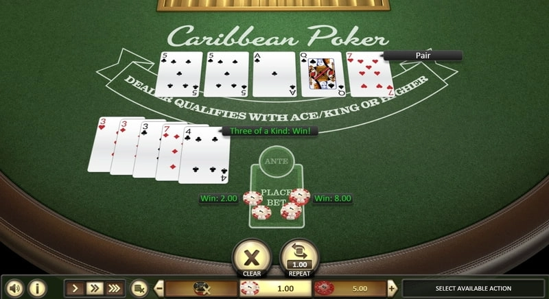 Caribbean poker game process online