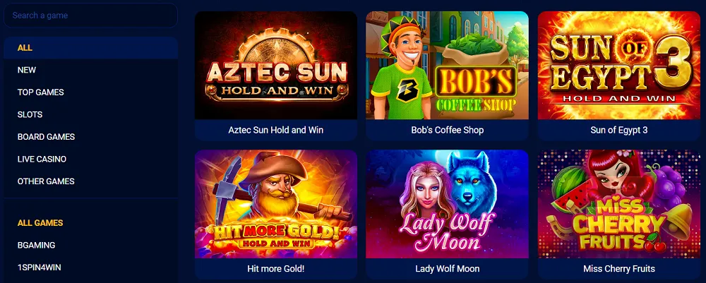 prestige spin casino games