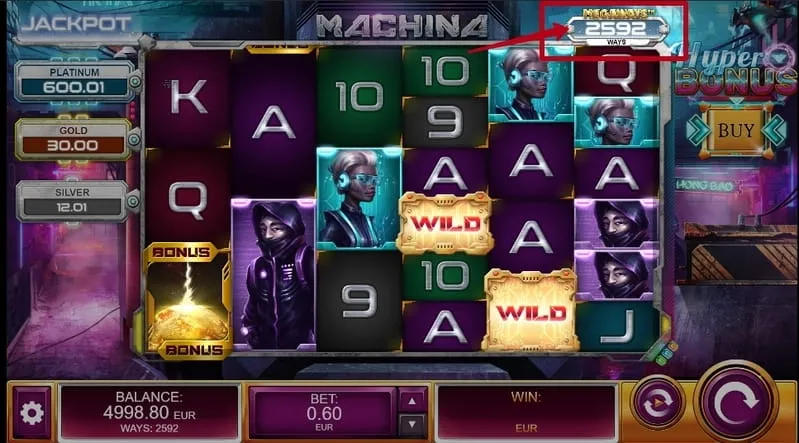 megaways slot representing different amount of paylines for each spin