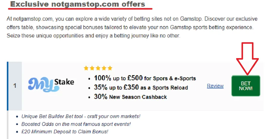 sportsbook not on gamstop