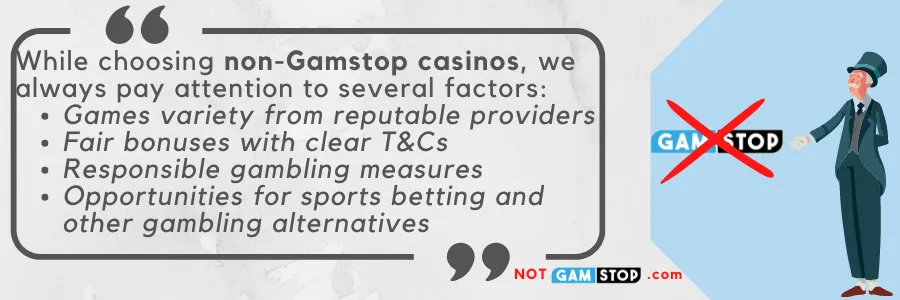 main criterias to choose a non gamstop casino