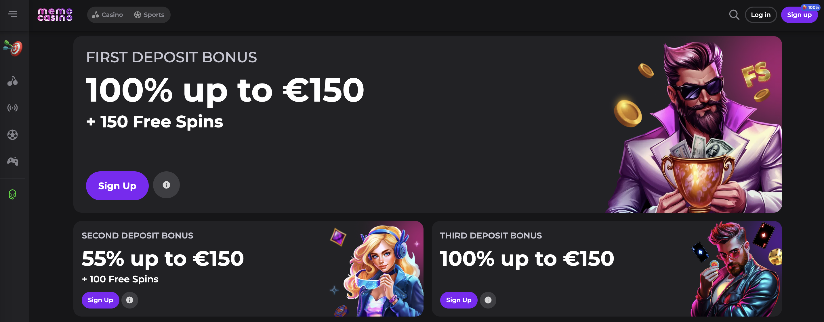 Memo Casino welcome bonus